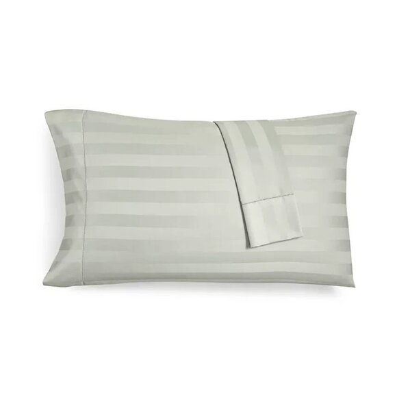 Charter Club Stripe 550TC Cotton Pillowcase Pair Standard Glacier Green $70 - Picture 1 of 3